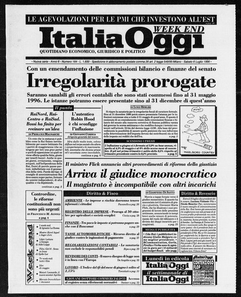 Italia oggi : quotidiano di economia finanza e politica